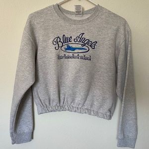 Cropped Gray “Blue Angels” Crewneck